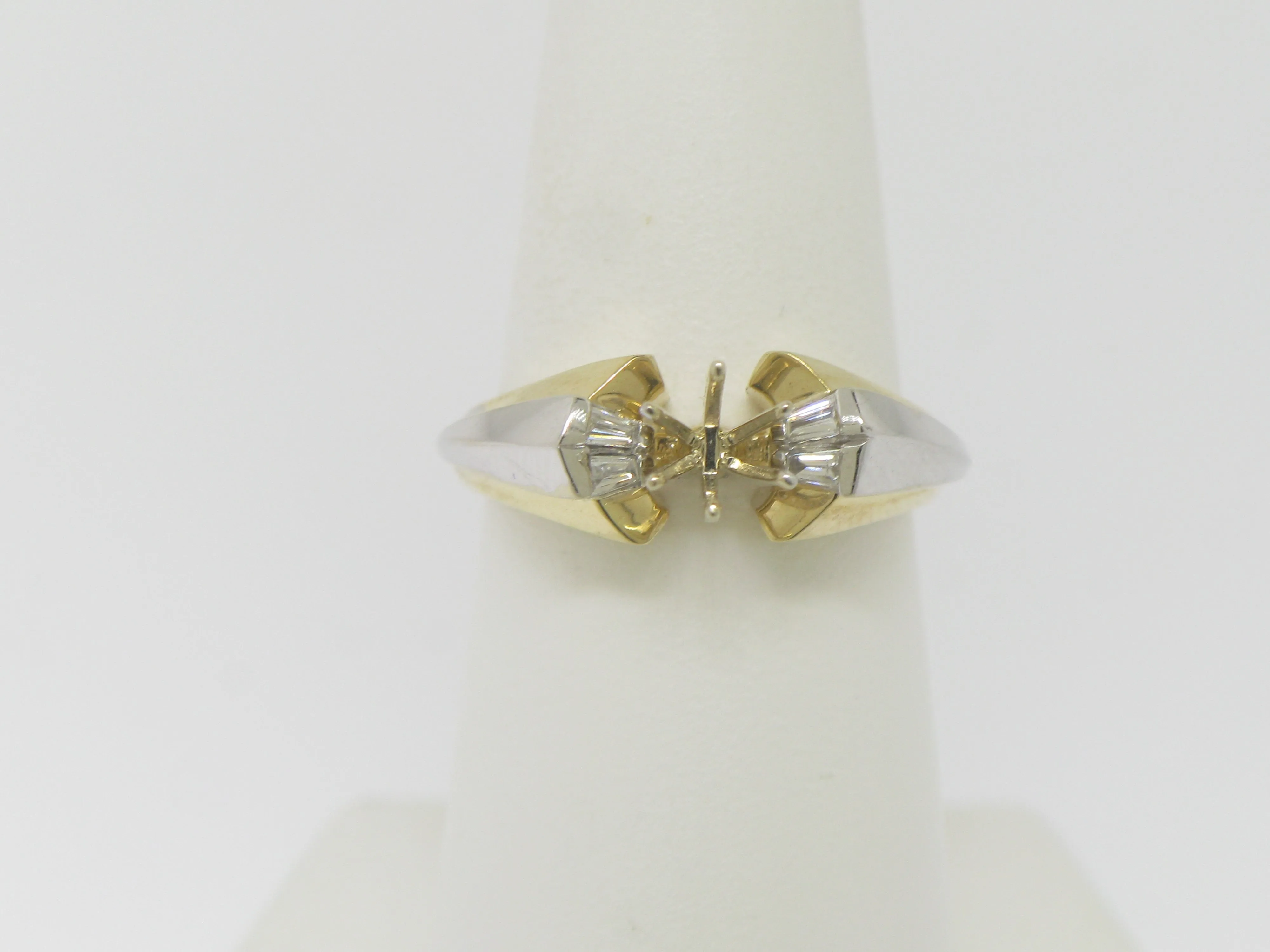 14K Yellow and White Gold Ladies Semi Mounting (4) .16 CTTW Size 6