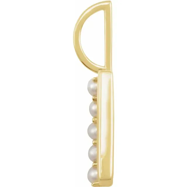 14K Yellow Gold Cultured White Pearl Initial Z Charm/Pendant