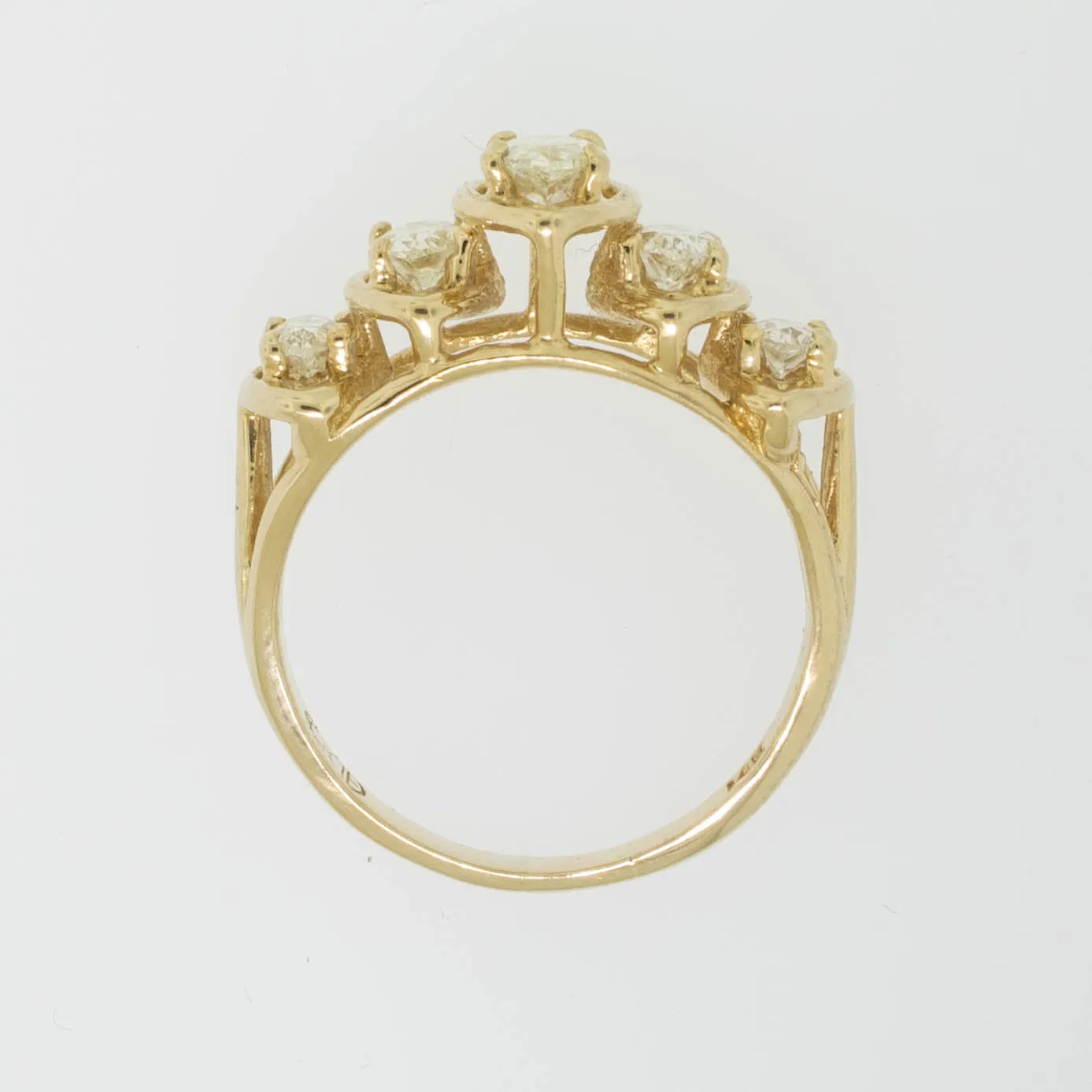 14K Yellow Gold Marquise Diamond Ring (5) Diamonds 1 CTTW Size 5.25 (Estate)