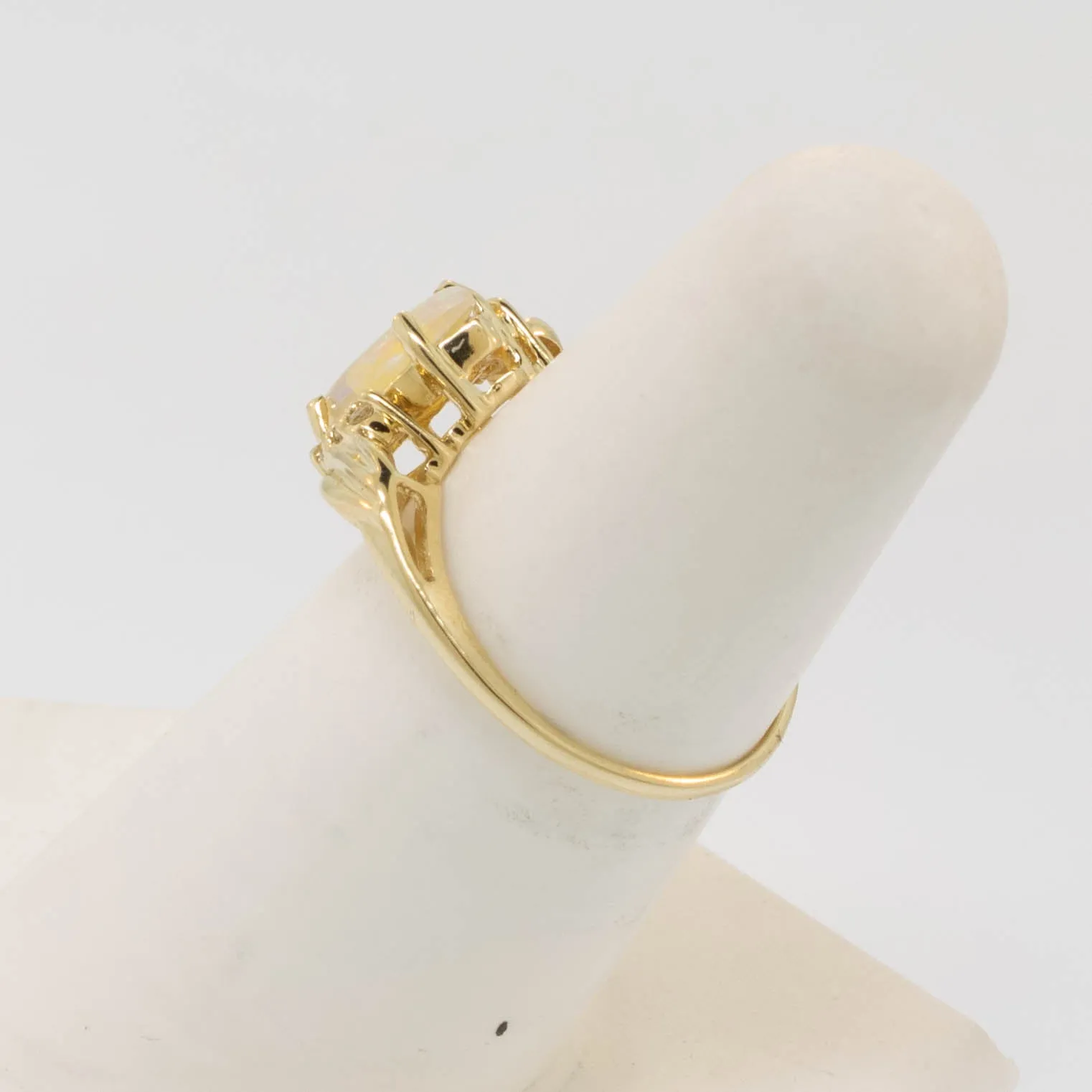 14K Yellow Gold Opal and Diamond Ring Size 6.25 Preowned Jewelry