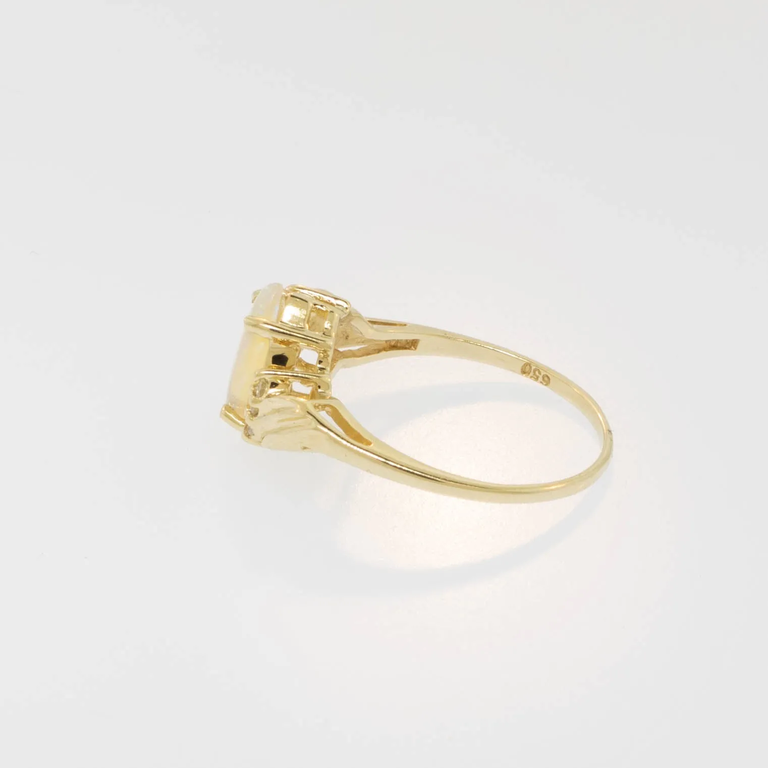 14K Yellow Gold Opal and Diamond Ring Size 6.25 Preowned Jewelry