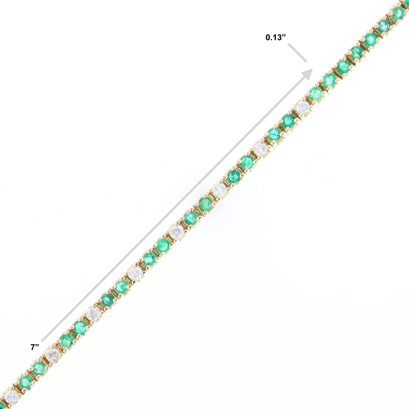 14Kt Yellow Gold Emeralds & Diamond Accent Tennis Bracelet