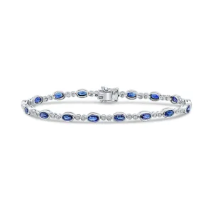 18ct White Gold Oval Sapphire And Round Diamond Bracelet