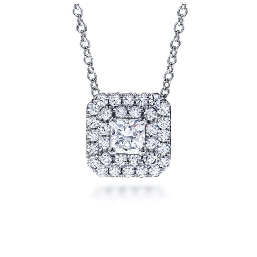 18ct White Gold Transcend Diamond Set Double Halo Pendant & Chain