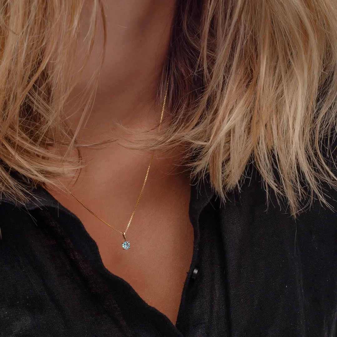 18K Gold Brazilian Aquamarine Necklace