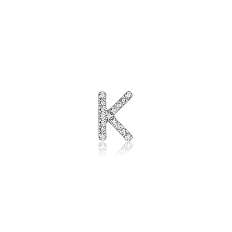 18k Gold Initial Letter "K" Diamond Pendant