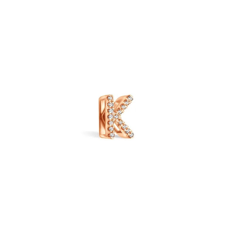 18k Gold Initial Letter "K" Diamond Pendant