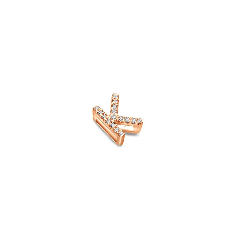 18k Gold Initial Letter "K" Diamond Pendant