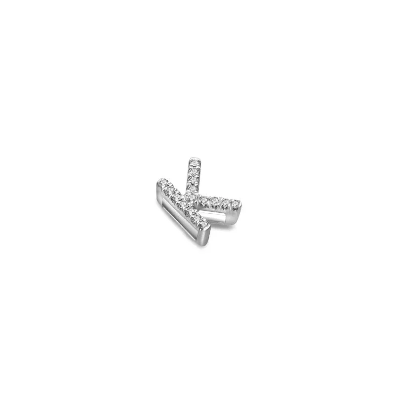 18k Gold Initial Letter "K" Diamond Pendant
