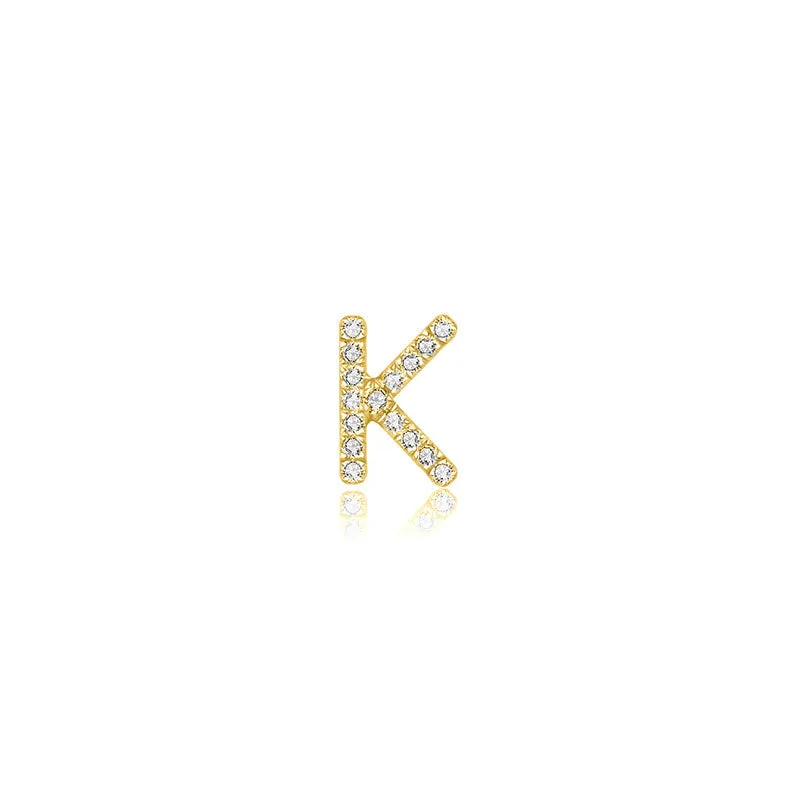 18k Gold Initial Letter "K" Diamond Pendant