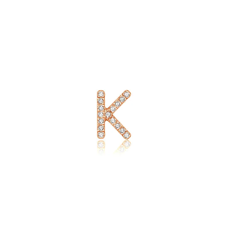 18k Gold Initial Letter "K" Diamond Pendant