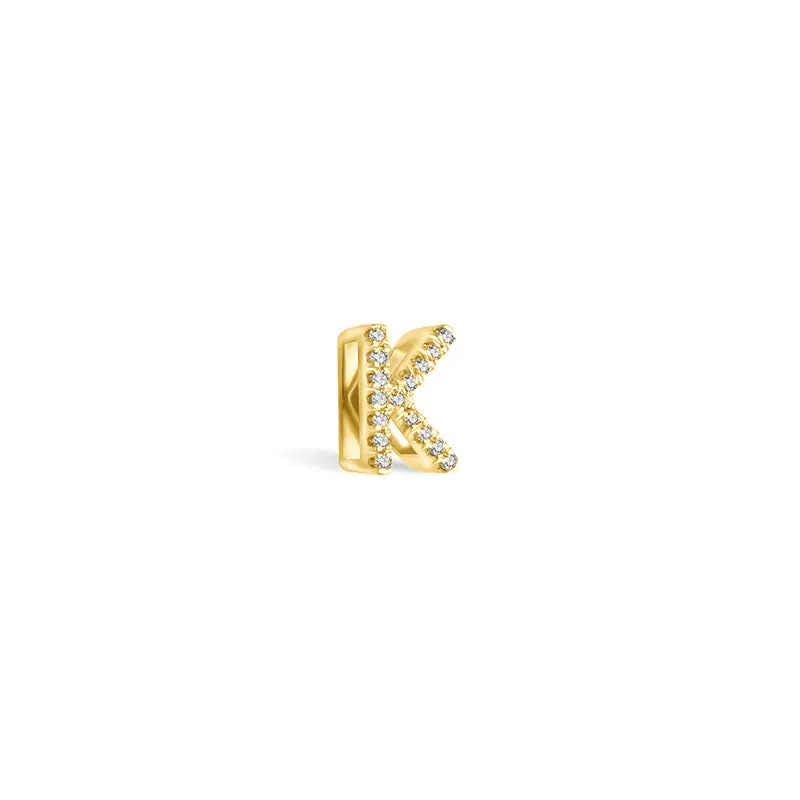 18k Gold Initial Letter "K" Diamond Pendant