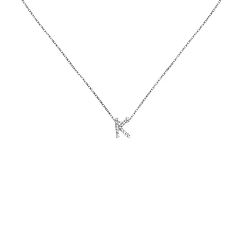 18k Gold Initial Letter "K" Diamond Pendant