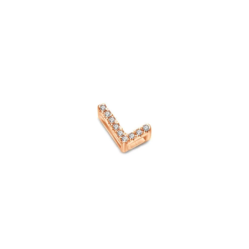 18k Gold Initial Letter "L" Diamond Pandent   Necklace