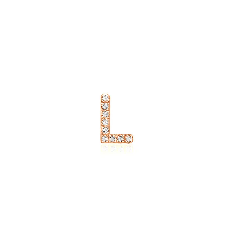 18k Gold Initial Letter "L" Diamond Pandent   Necklace