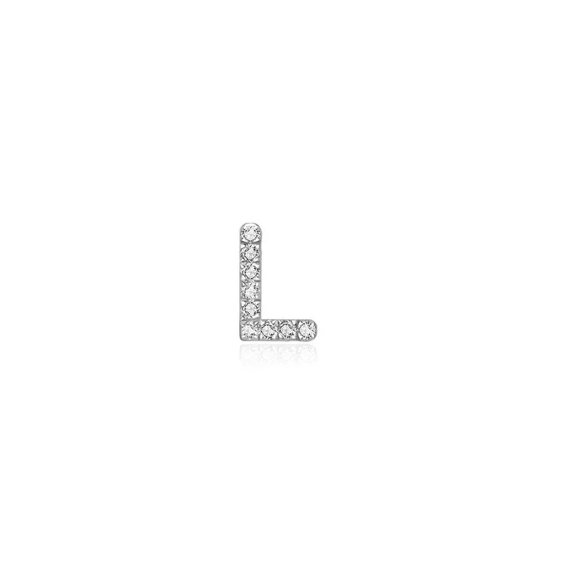 18k Gold Initial Letter "L" Diamond Pandent   Necklace