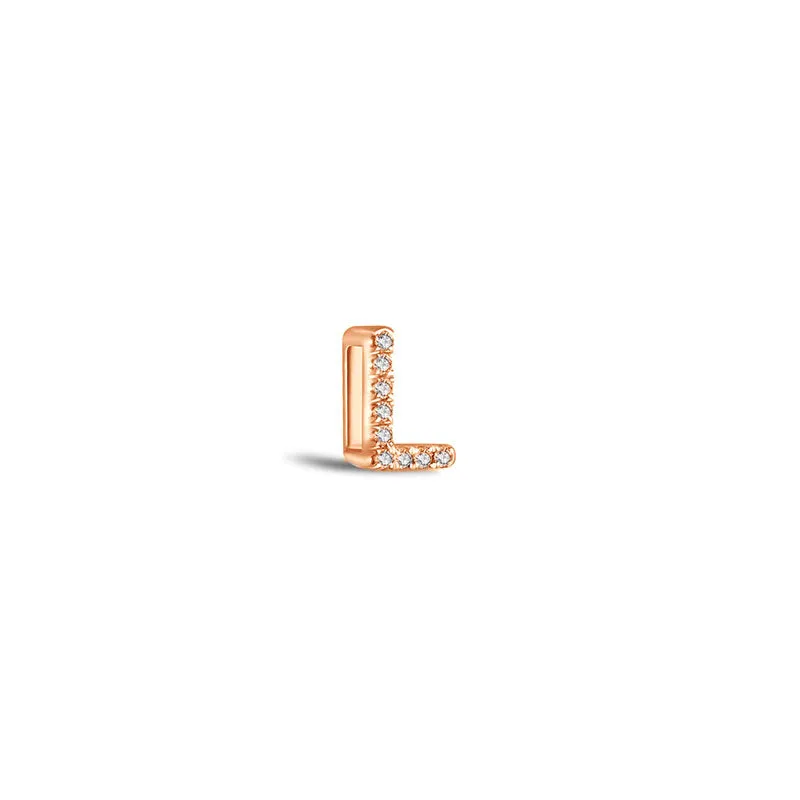 18k Gold Initial Letter "L" Diamond Pandent   Necklace