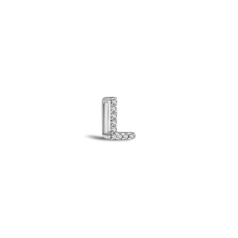 18k Gold Initial Letter "L" Diamond Pandent   Necklace