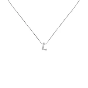 18k Gold Initial Letter "L" Diamond Pandent   Necklace