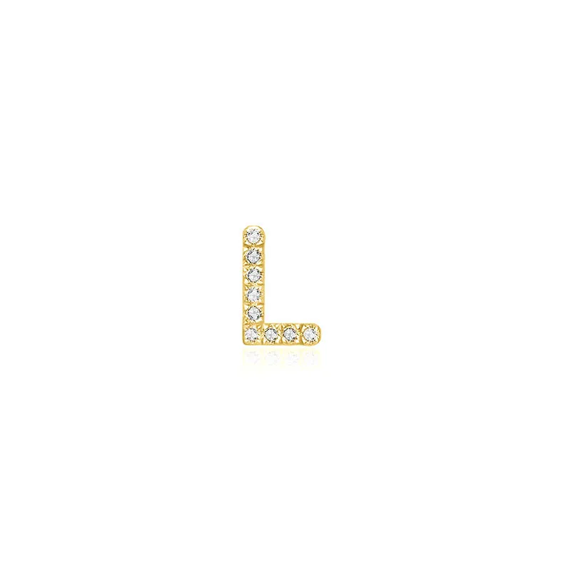 18k Gold Initial Letter "L" Diamond Pandent   Necklace