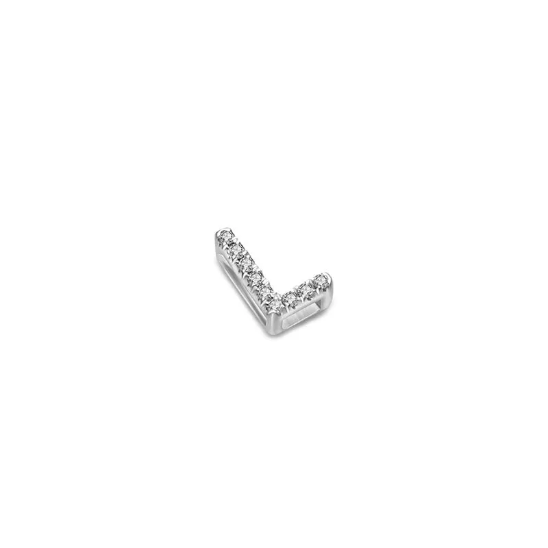 18k Gold Initial Letter "L" Diamond Pandent   Necklace