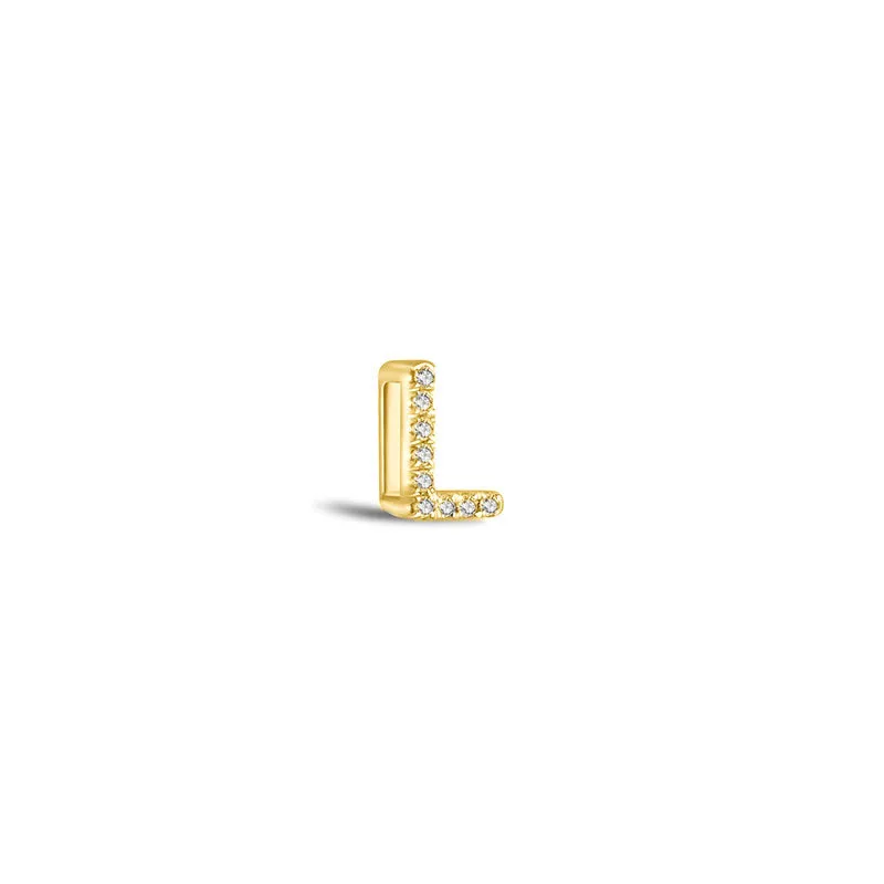 18k Gold Initial Letter "L" Diamond Pandent   Necklace