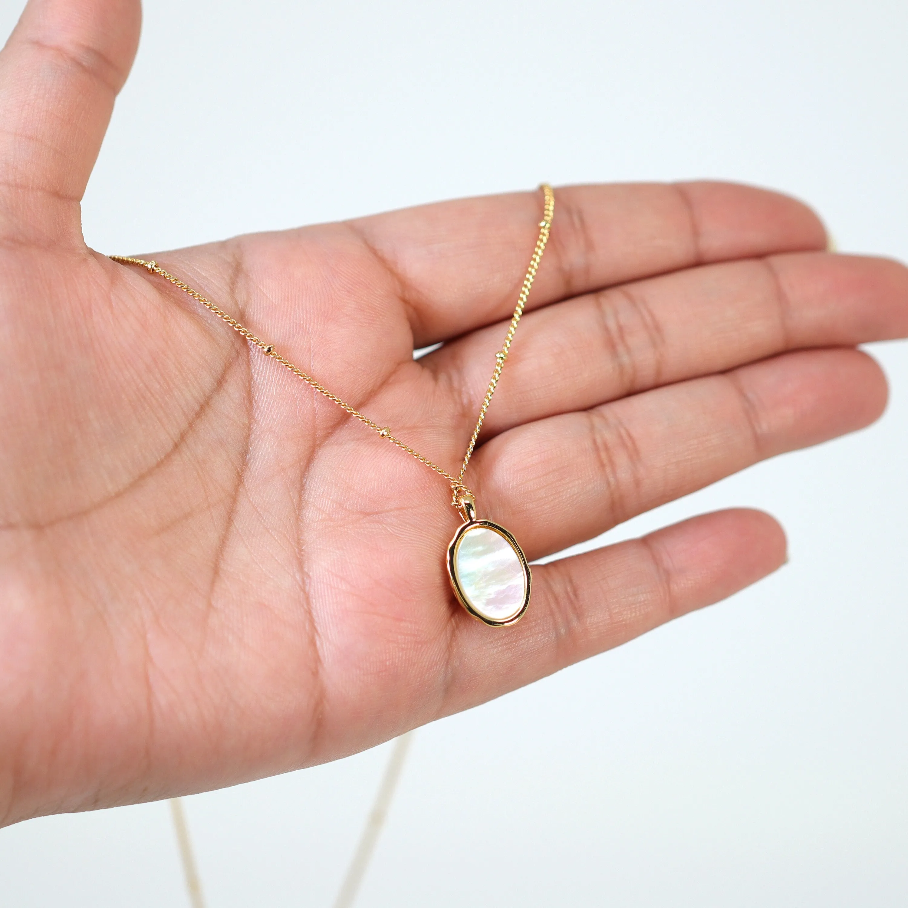 18k Gold Plated Dainty White Shell Necklace • Gold Chain Necklace • Minimalist • Gold Prosperity Necklace