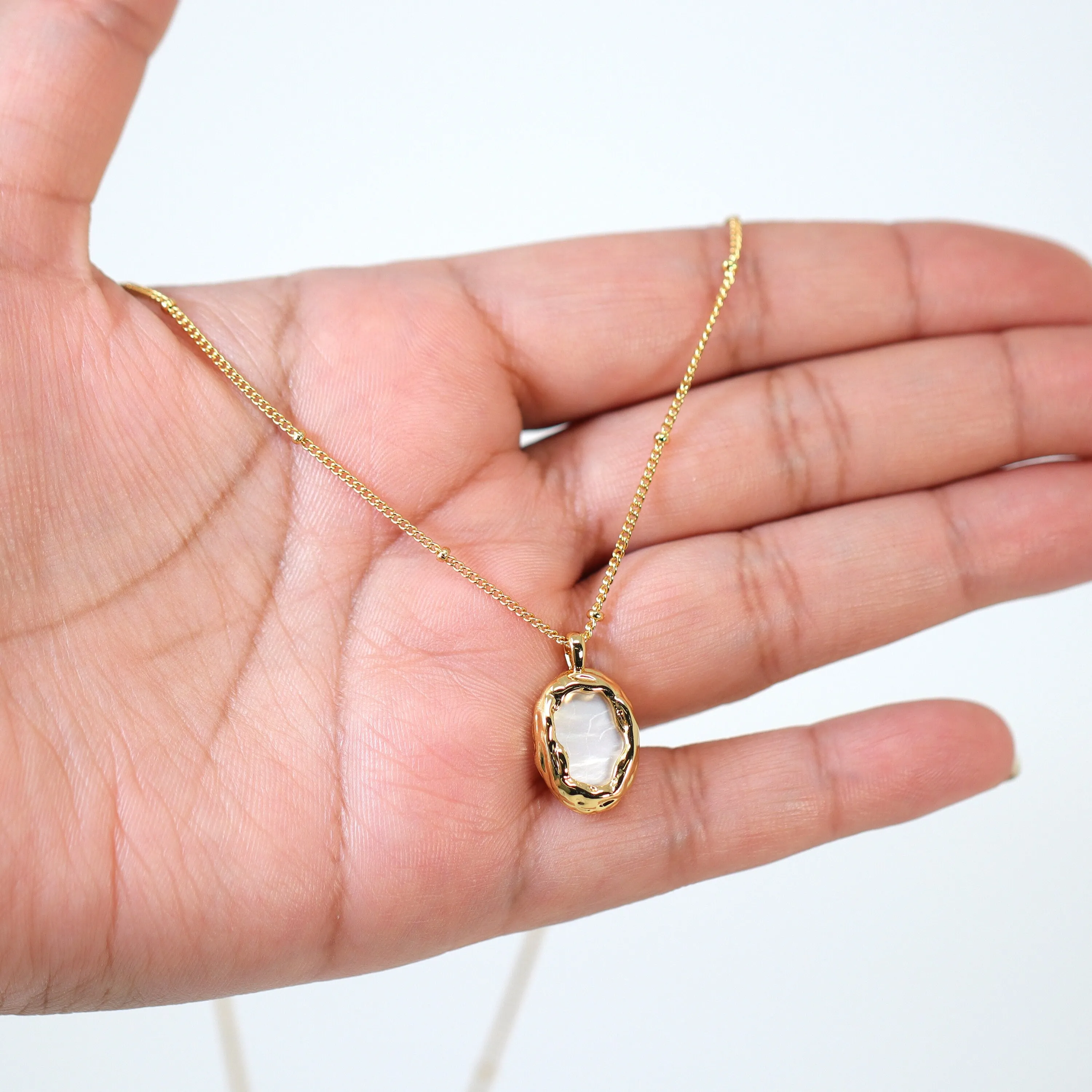 18k Gold Plated Dainty White Shell Necklace • Gold Chain Necklace • Minimalist • Gold Prosperity Necklace