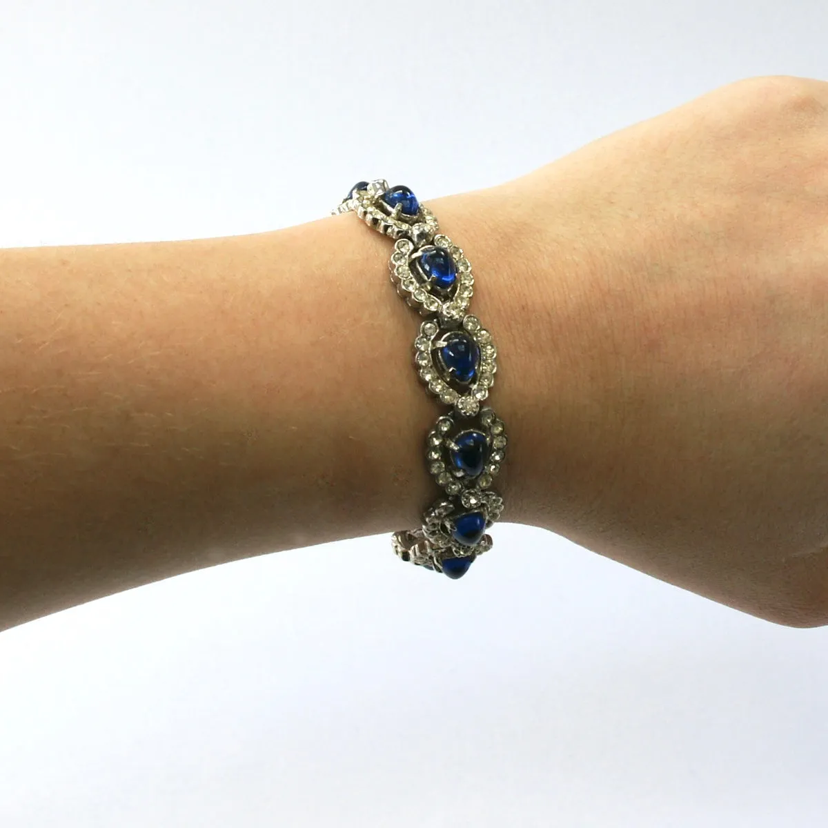 1960s Vintage Blue and Diamante Bracelet
