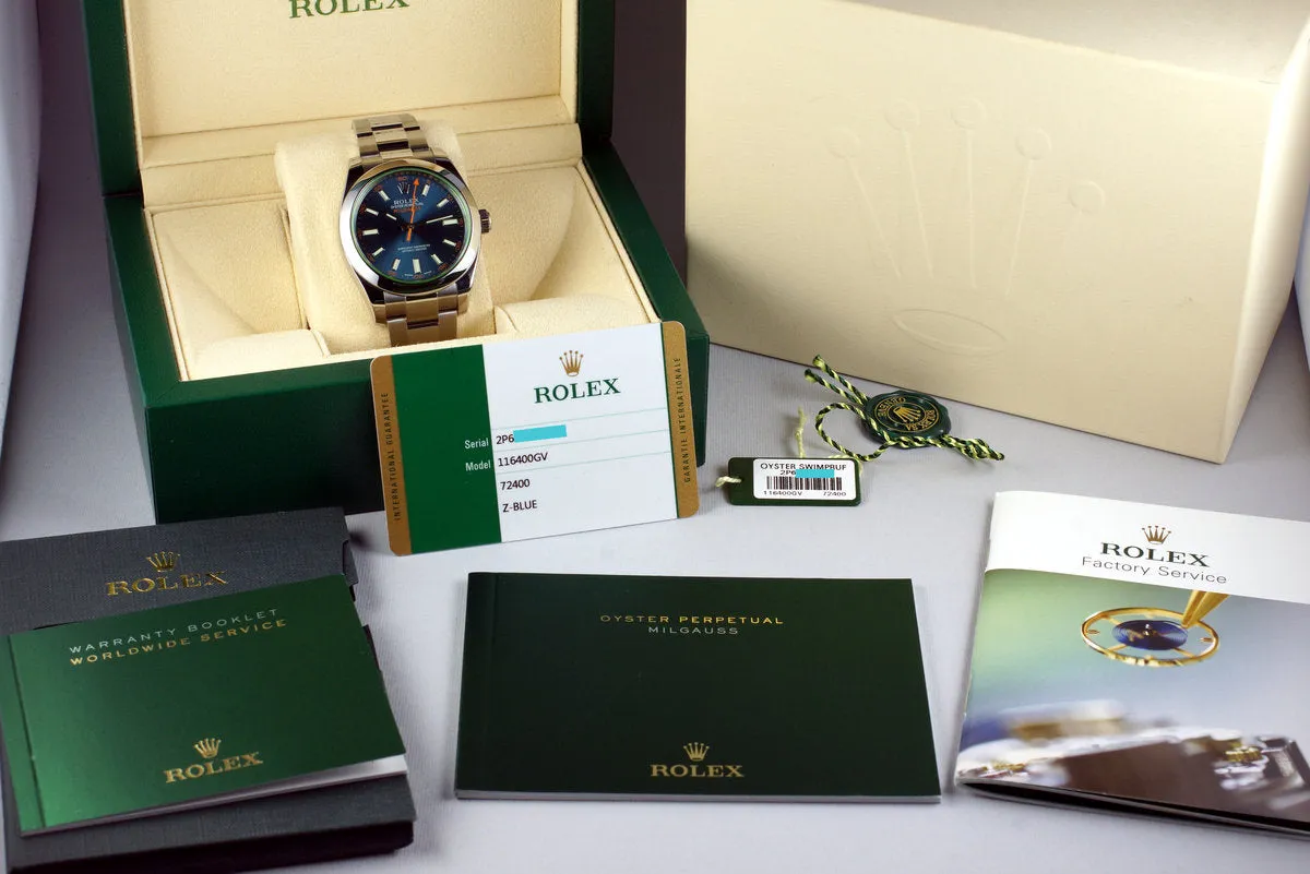 2016 Rolex Milgauss 116400GV with Box and Papers