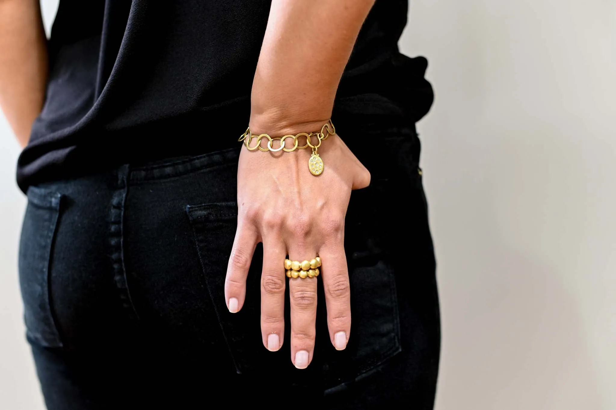 22 Karat Gold Large Granulation Bead Ring