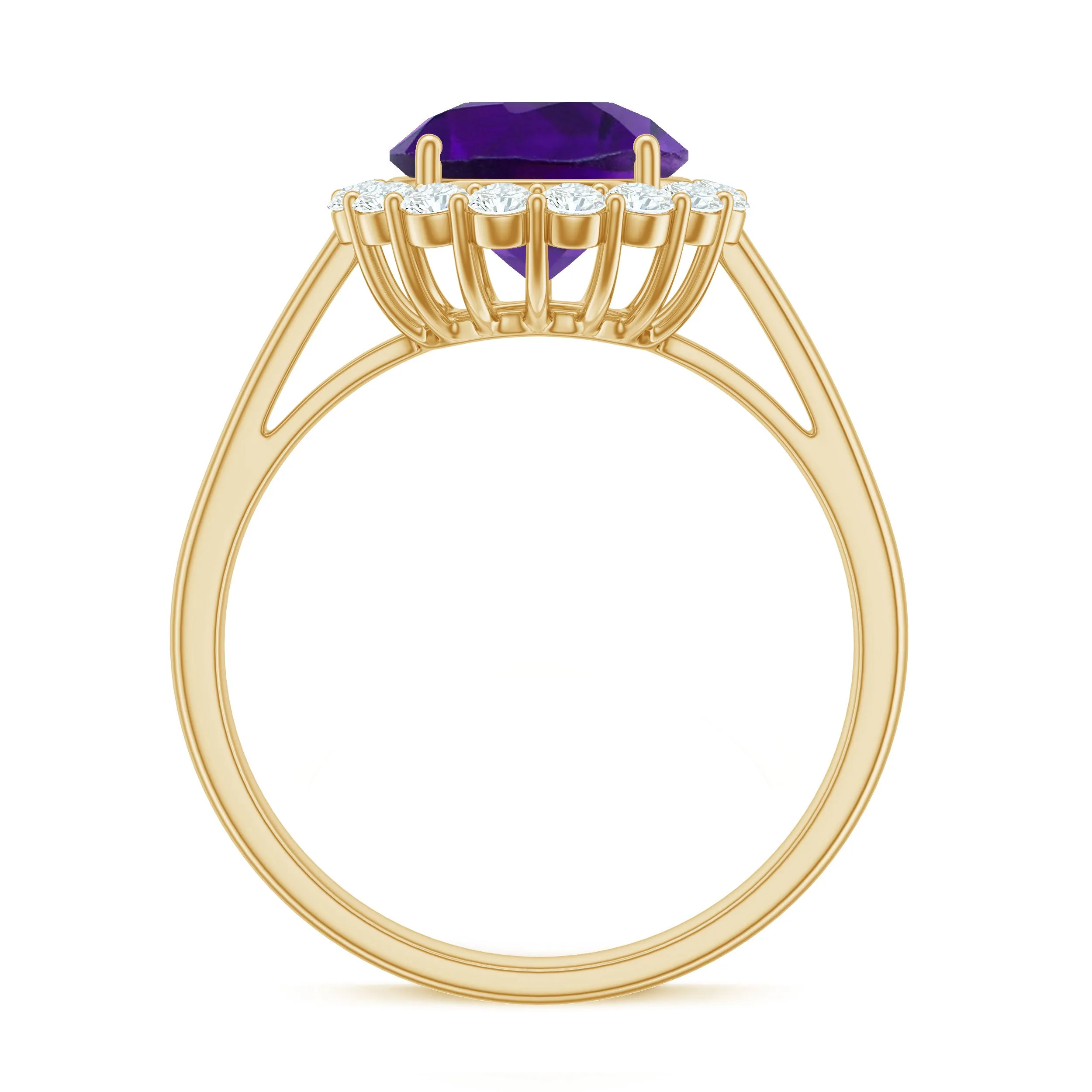 2.25 CT Amethyst Engagement Ring with Moissanite Halo