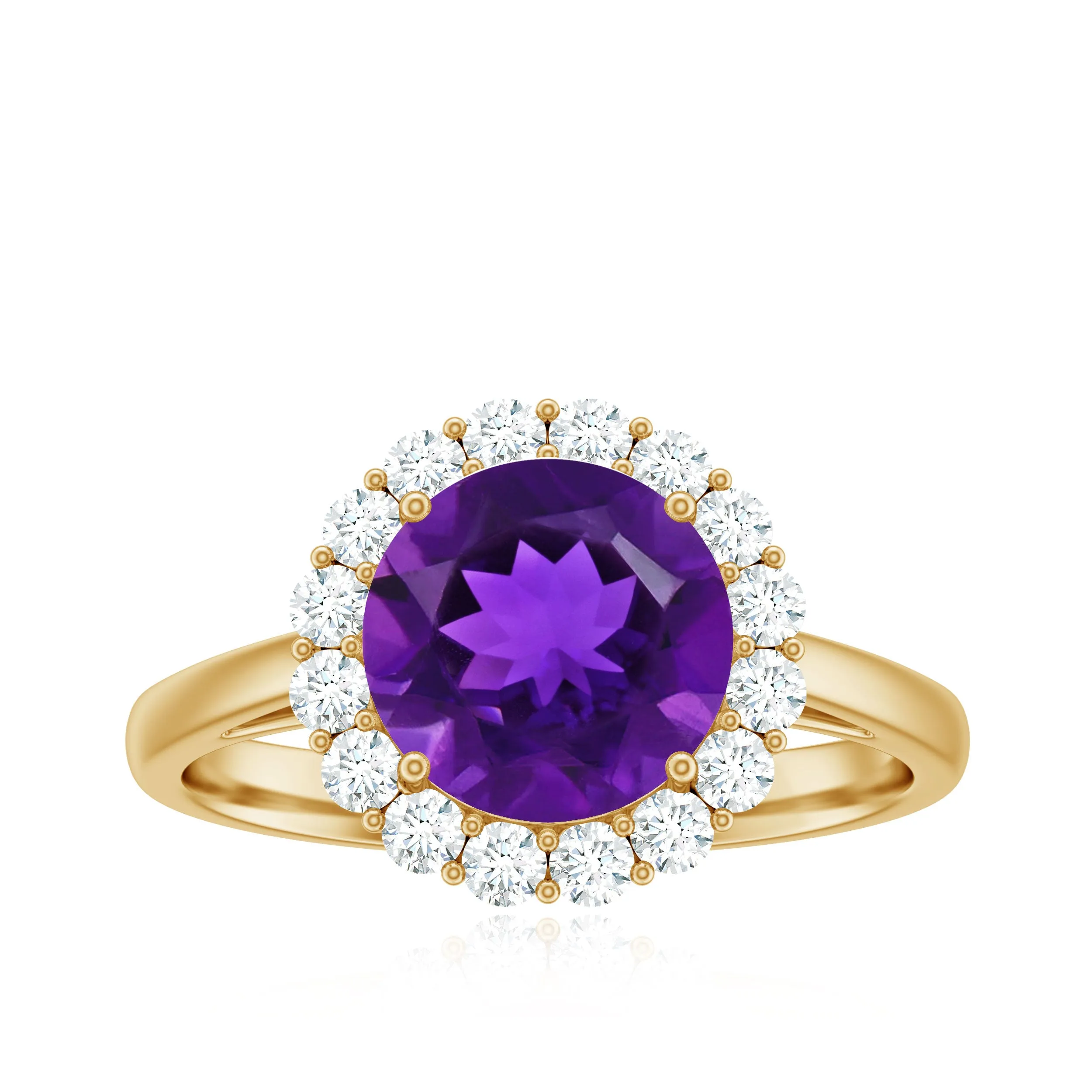 2.25 CT Amethyst Engagement Ring with Moissanite Halo