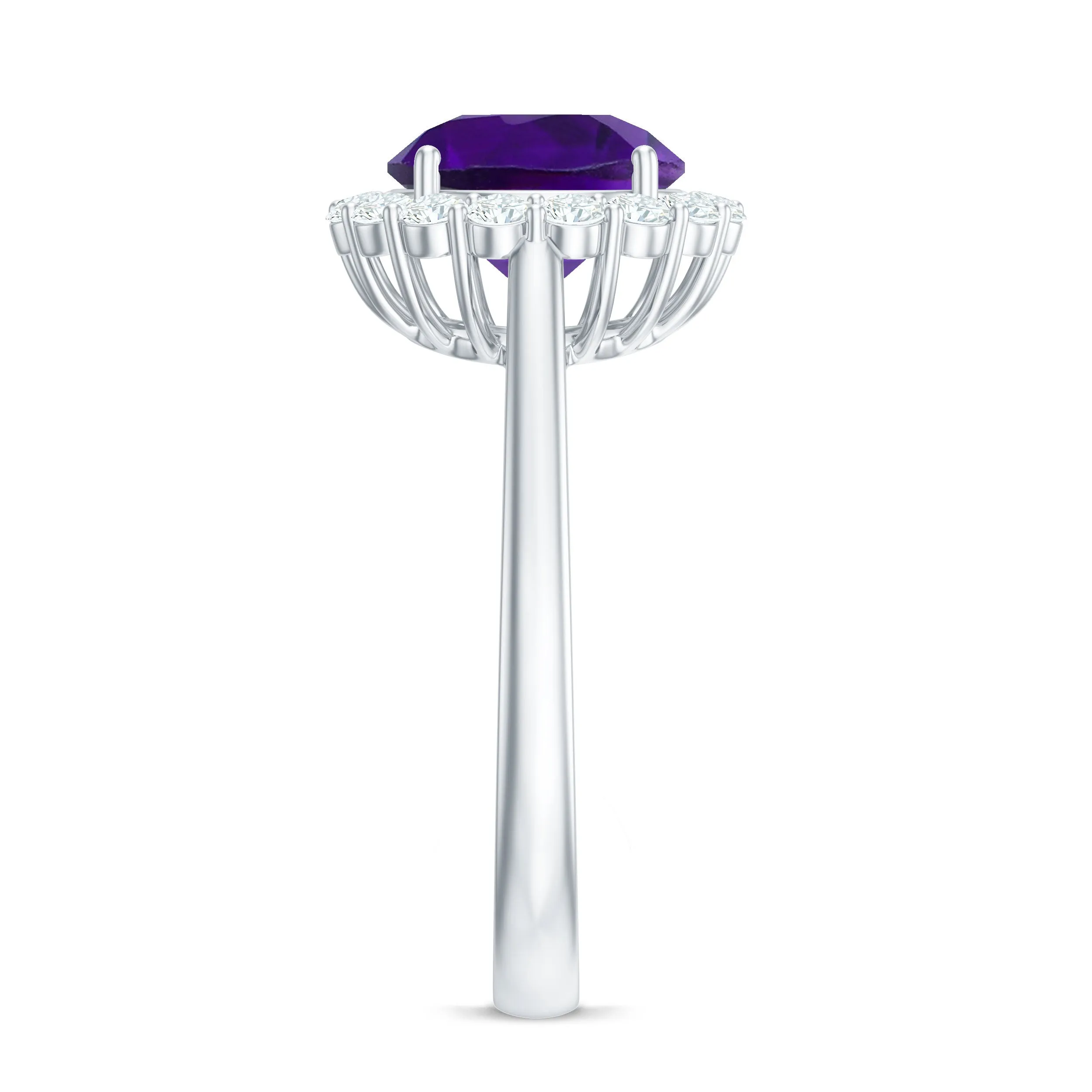 2.25 CT Amethyst Engagement Ring with Moissanite Halo