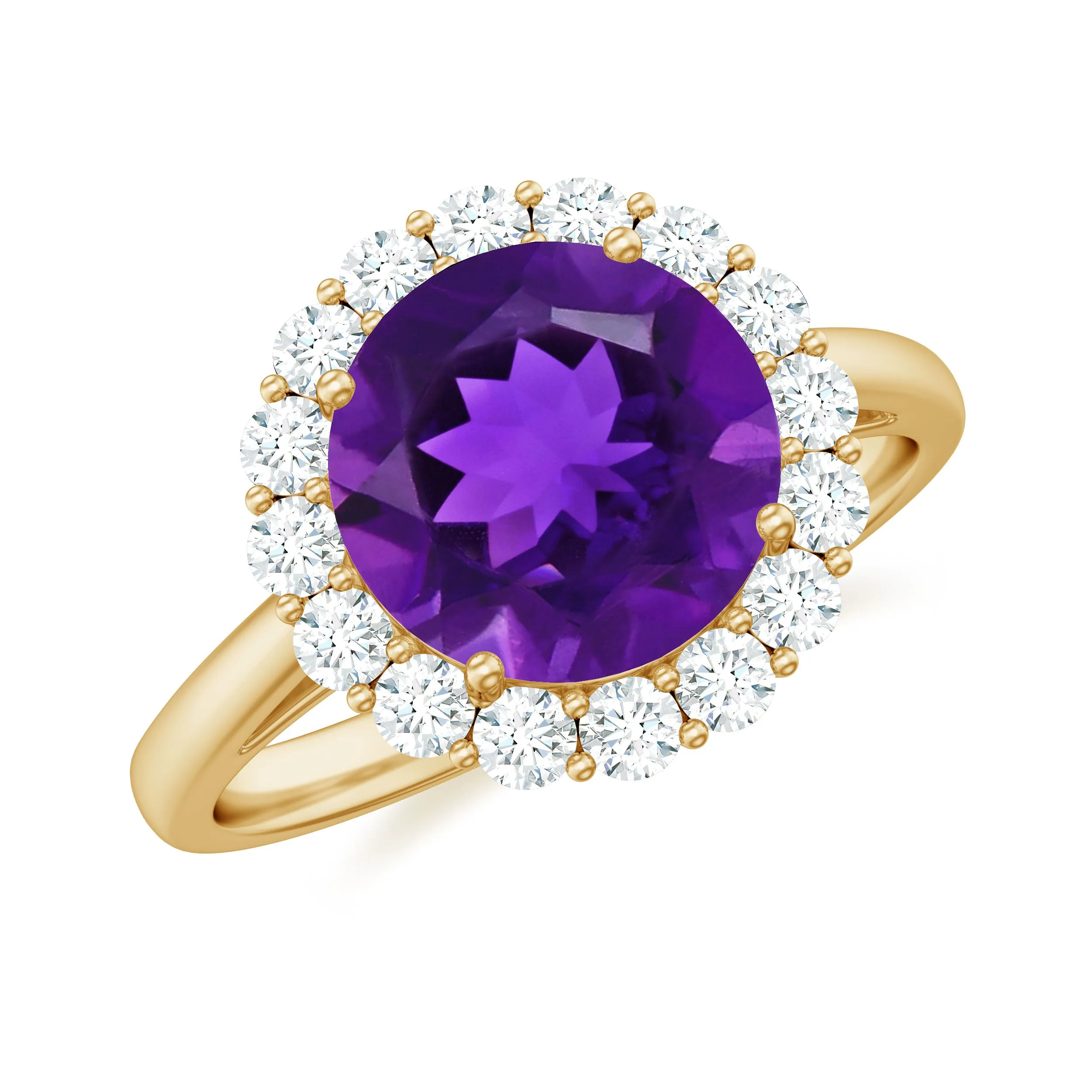 2.25 CT Amethyst Engagement Ring with Moissanite Halo