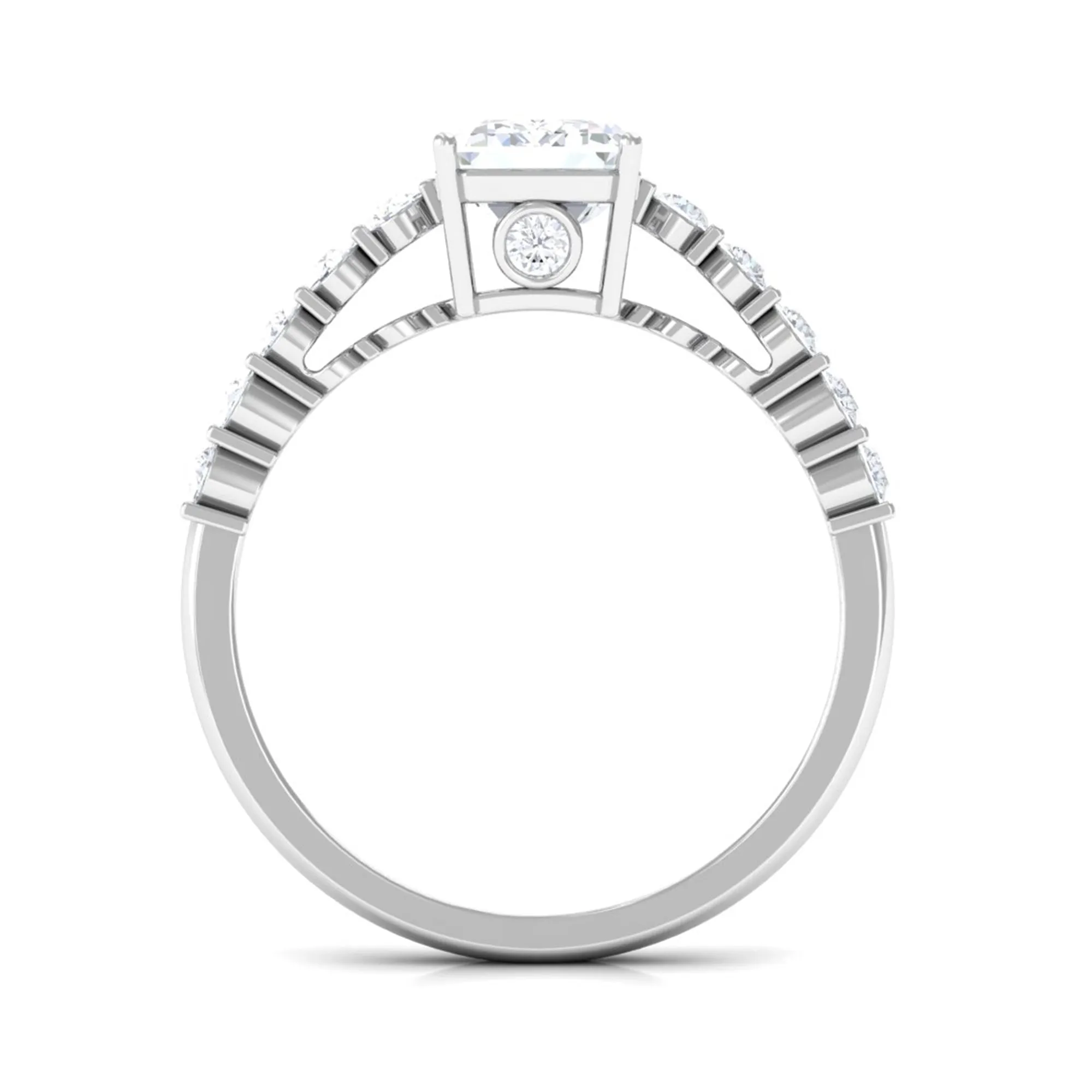 2.50 CT Octagon Cut Moissanite Solitaire Engagement Ring with Side Stones