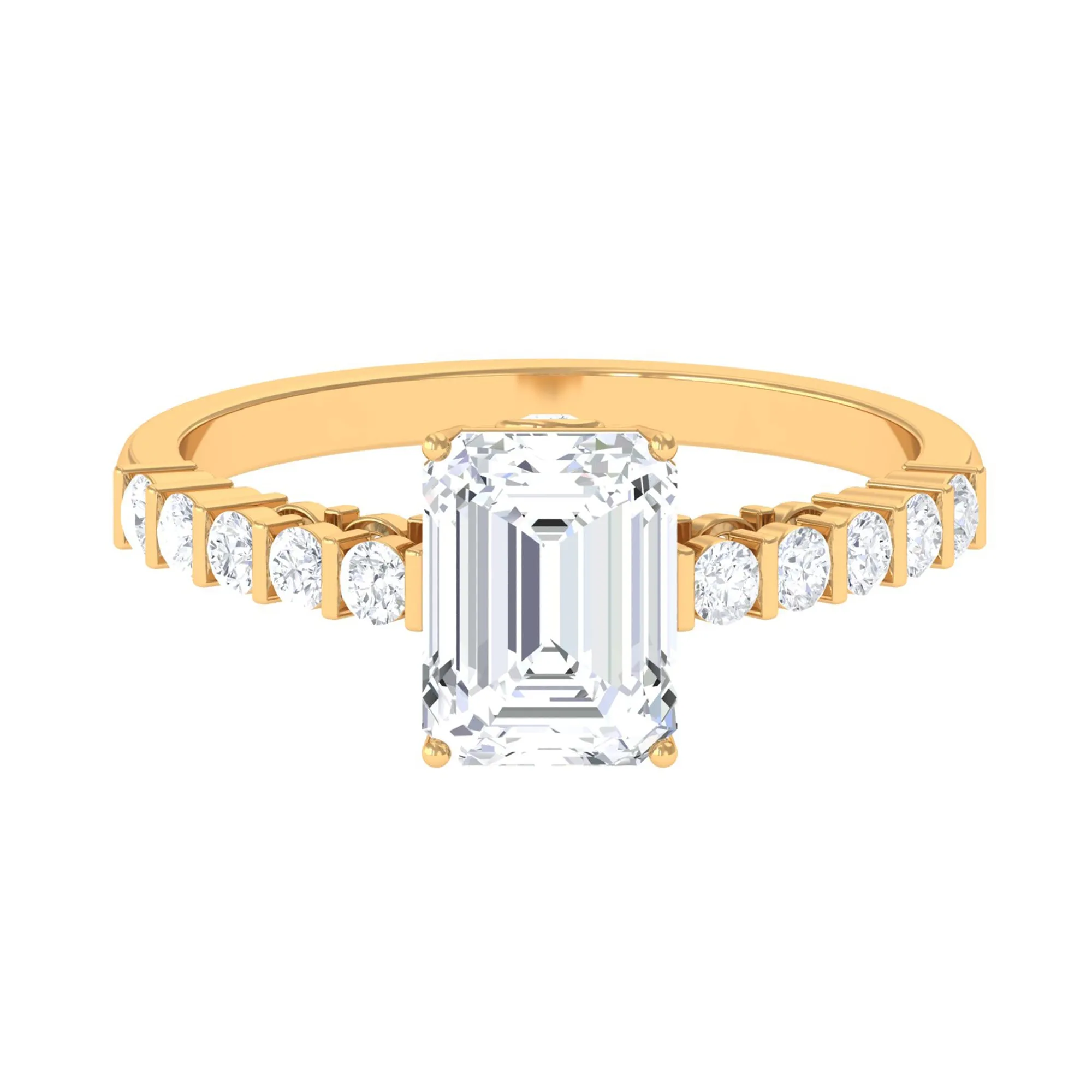 2.50 CT Octagon Cut Moissanite Solitaire Engagement Ring with Side Stones