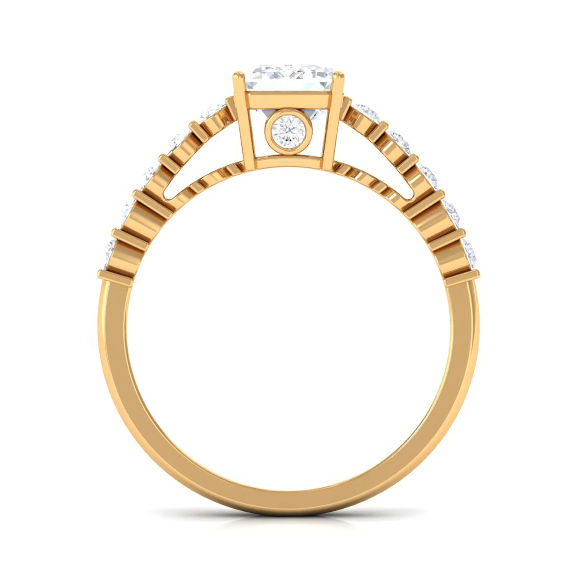 2.50 CT Octagon Cut Moissanite Solitaire Engagement Ring with Side Stones