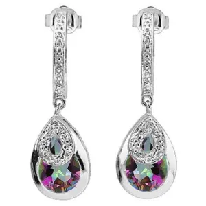 2.53 CT MISTIC TOPAZ & DIAMOND 925 STERLING SILVER DANGLE EARRINGS