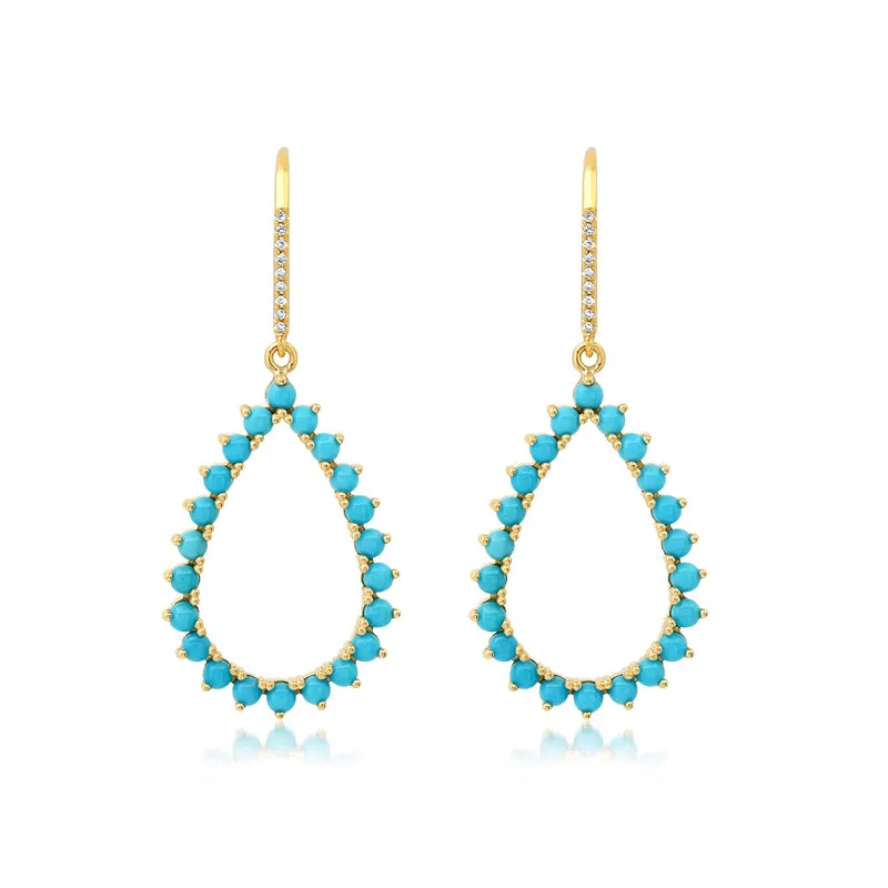 3-Prong Turquoise Open Teardrop Earrings