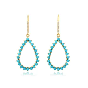 3-Prong Turquoise Open Teardrop Earrings