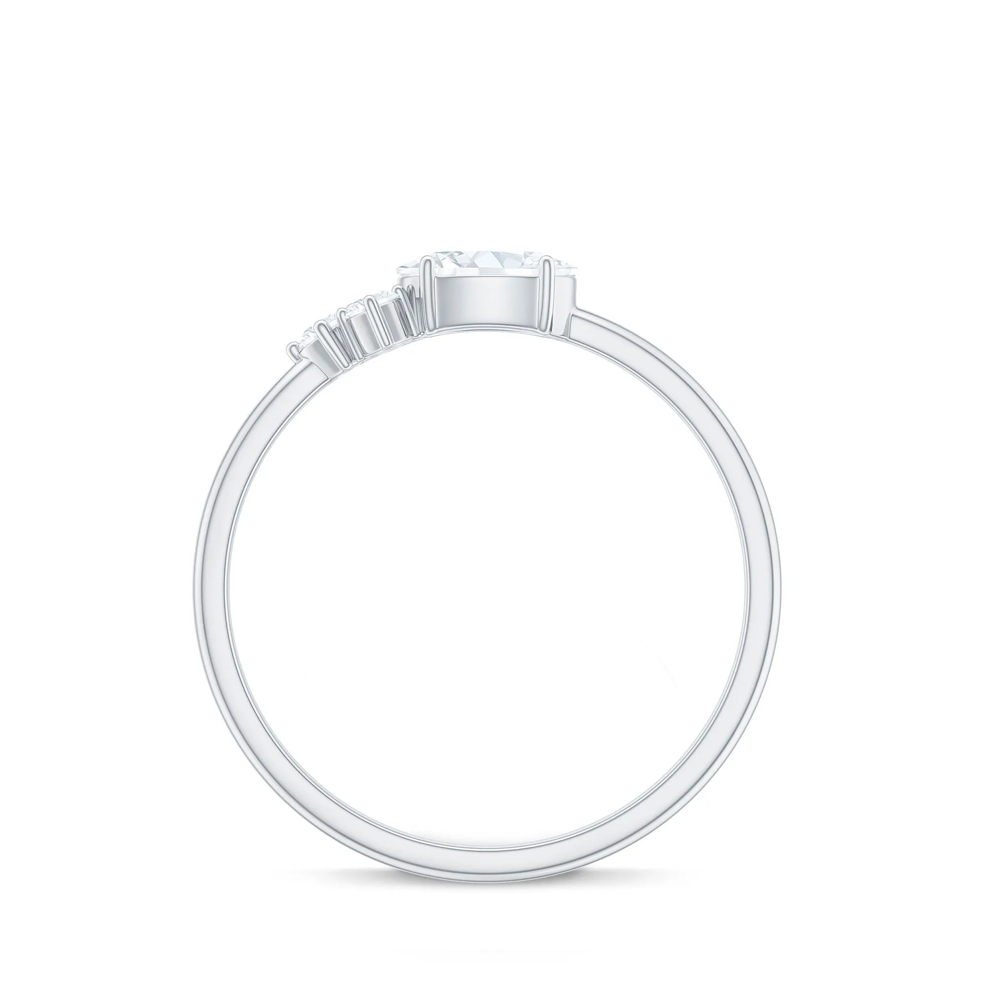 3/4 CT Prong Set Oval and Round Moissanite Promise Ring