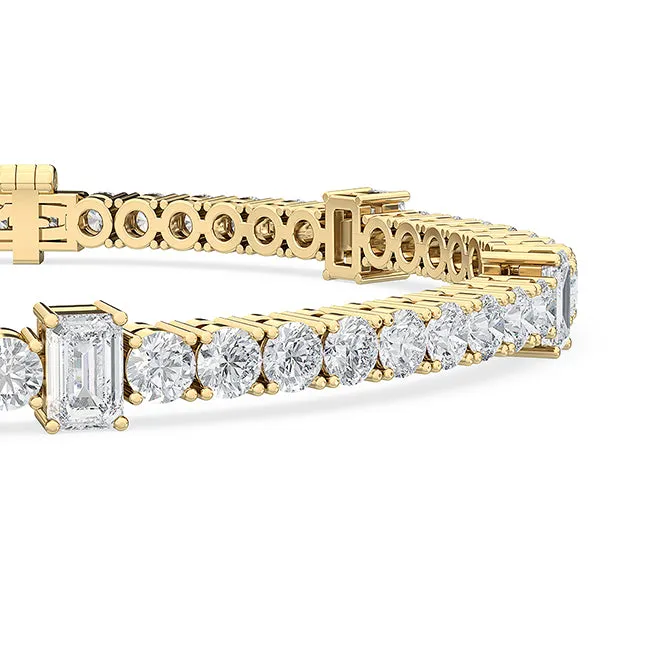 6.23ctw Round Brilliant & Emerald Cut Lab-Grown Diamond Station Tennis Bracelet in 14k Gold