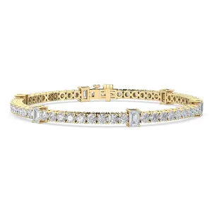 6.23ctw Round Brilliant & Emerald Cut Lab-Grown Diamond Station Tennis Bracelet in 14k Gold