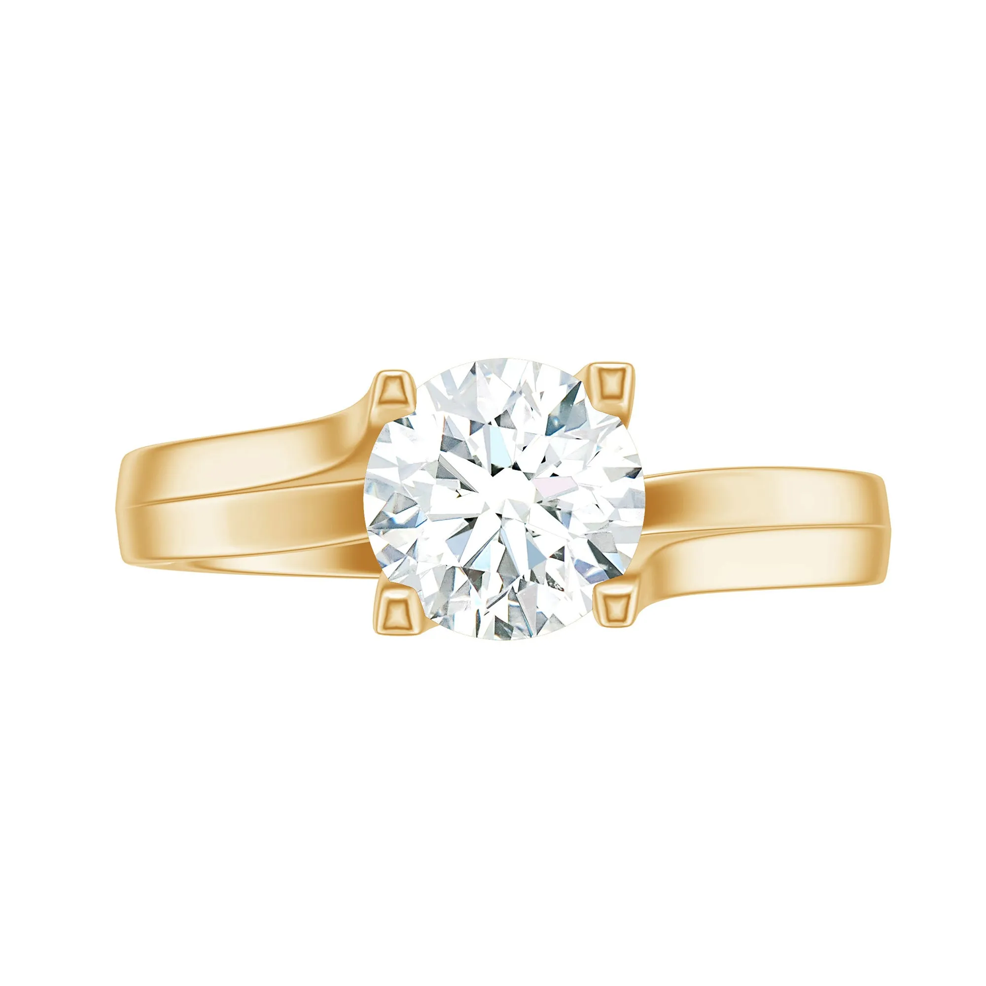 7 MM Round Moissanite Solitaire Ring in Gold