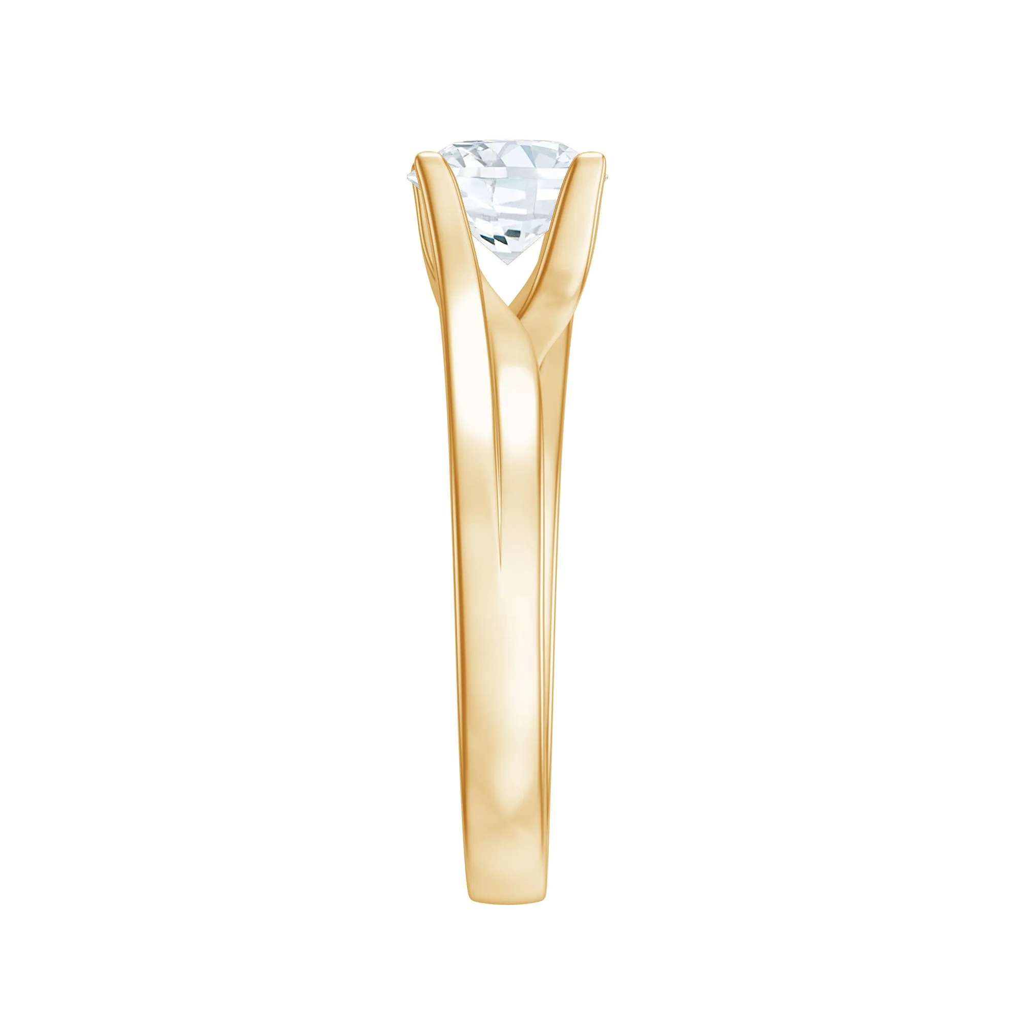 7 MM Round Moissanite Solitaire Ring in Gold