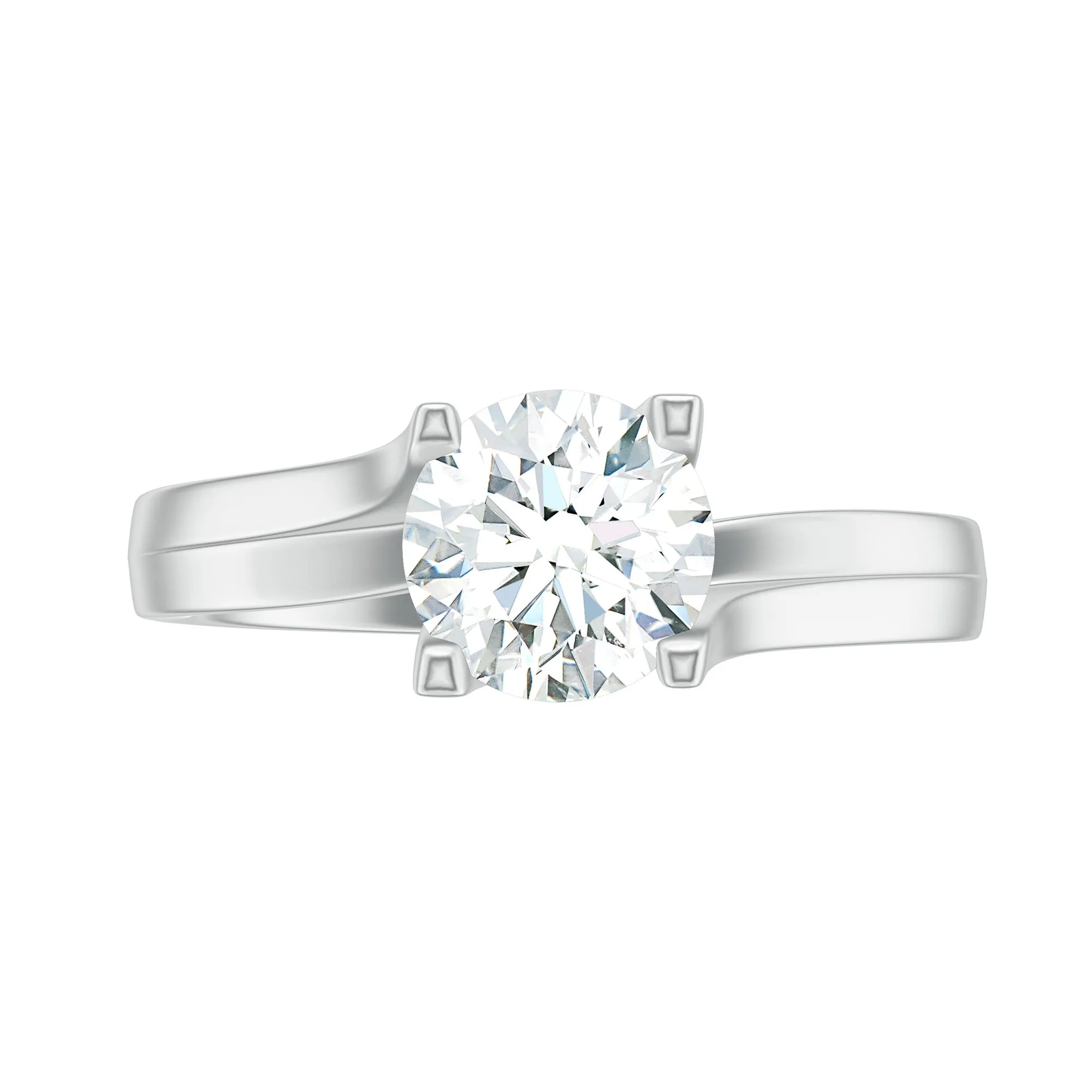 7 MM Round Moissanite Solitaire Ring in Gold