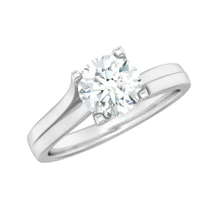 7 MM Round Moissanite Solitaire Ring in Gold