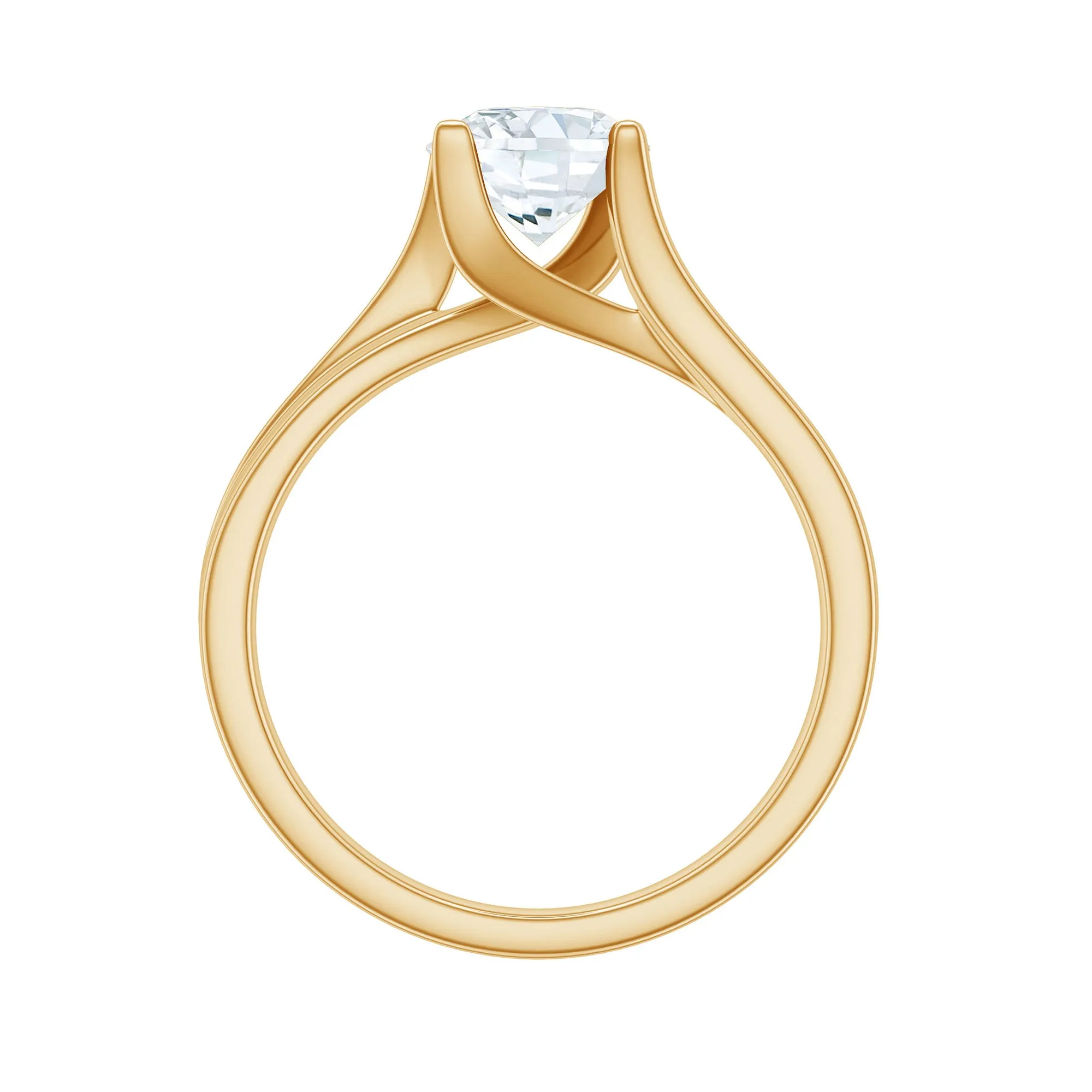 7 MM Round Moissanite Solitaire Ring in Gold