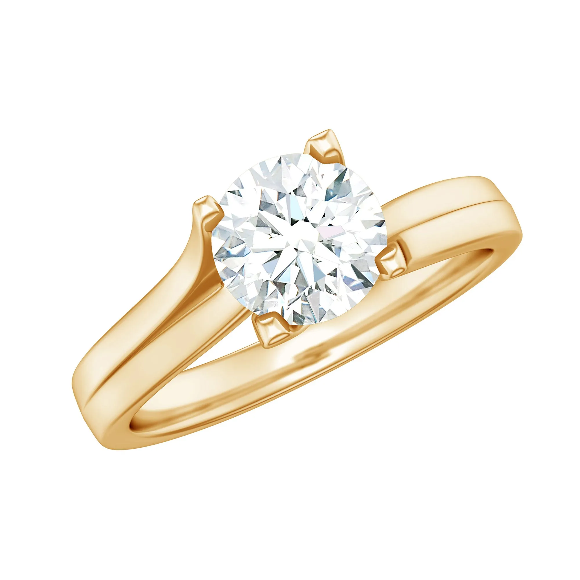7 MM Round Moissanite Solitaire Ring in Gold